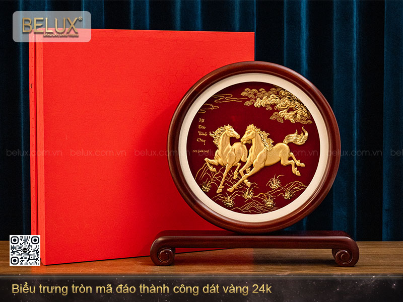Biểu Trưng Tròn Mã Đáo Thành Công Dát Vàng 24k